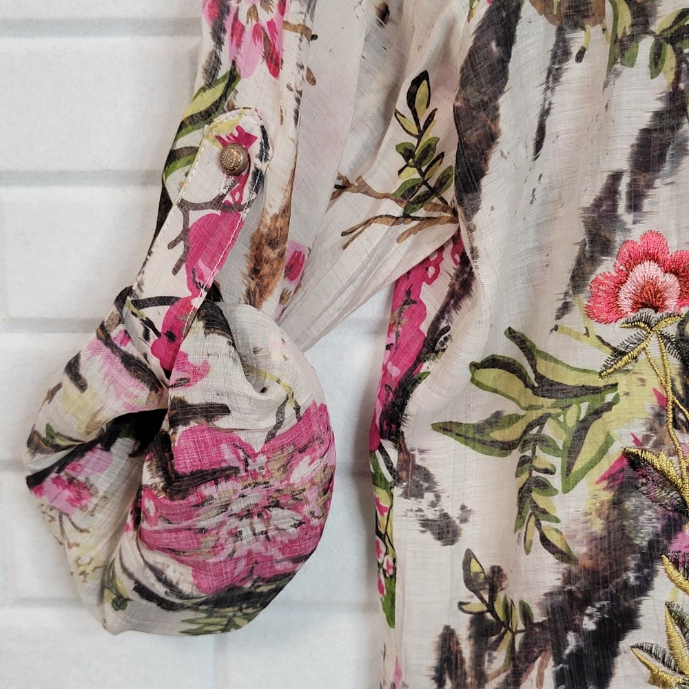 Aratta Silent Journey Blouse Tunic‎ Top Medium Embroidered Boho Artsy Sheer - Picture 10 of 13